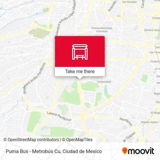 Puma Bus - Metrobús Cu map