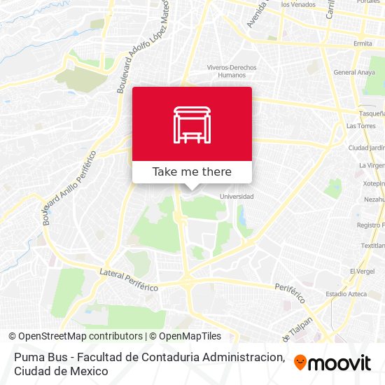 Mapa de Puma Bus - Facultad de Contaduria Administracion