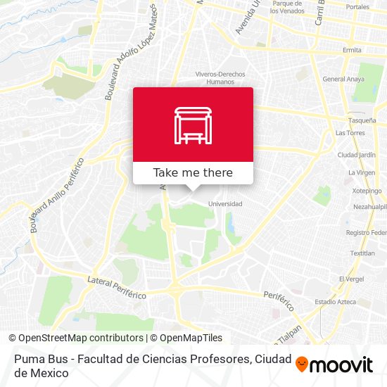 Puma Bus - Facultad de Ciencias Profesores map