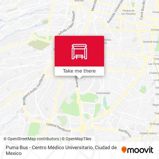 Mapa de Puma Bus - Centro Médico Universitario