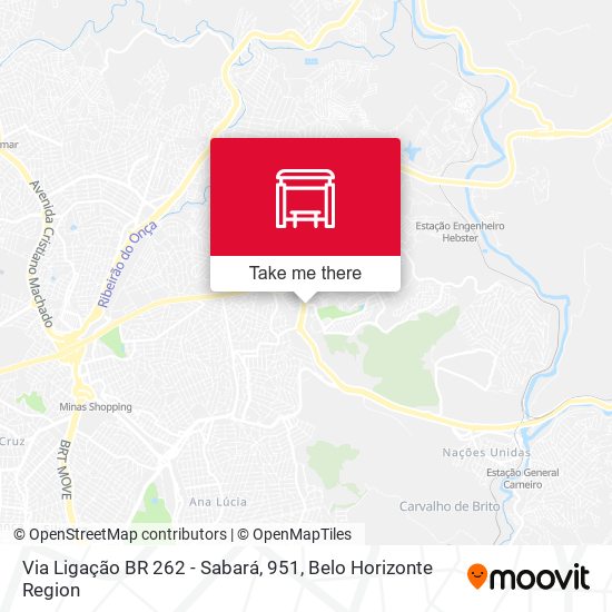 Via Ligação BR 262 - Sabará, 951 map