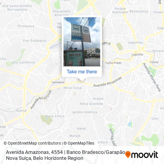 Mapa Avenida Amazonas, 4554 | Banco Bradesco / Garapão Nova Suíça