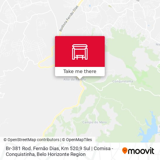 Mapa Br-381 Rod. Fernão Dias, Km 520,9 Sul | Comisa - Conquistinha