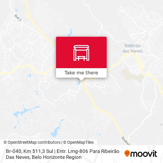 Mapa Br-040, Km 511,3 Sul | Entr. Lmg-806 Para Ribeirão Das Neves