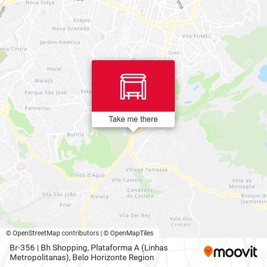 Mapa Br-356 | Bh Shopping, Plataforma A (Linhas Metropolitanas)