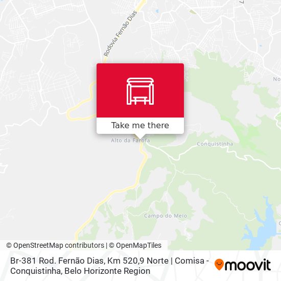 Mapa Br-381 Rod. Fernão Dias, Km 520,9 Norte | Comisa - Conquistinha