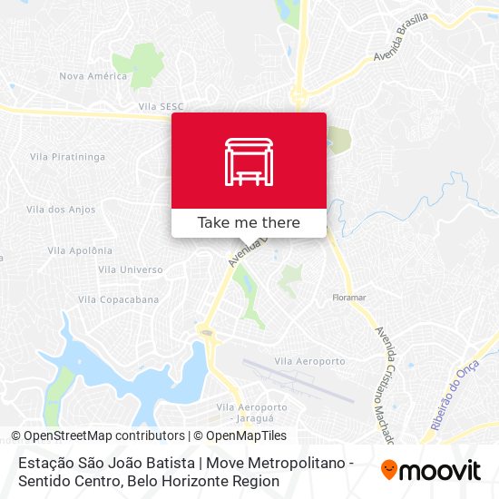 Mapa Estação São João Batista | Move Metropolitano - Sentido Centro