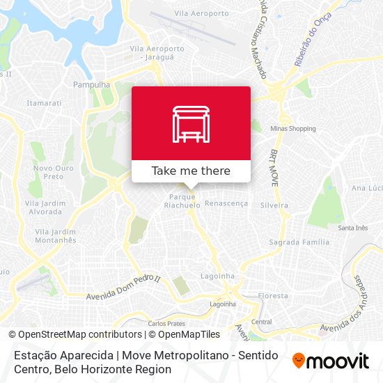 Mapa Estação Aparecida | Move Metropolitano - Sentido Centro