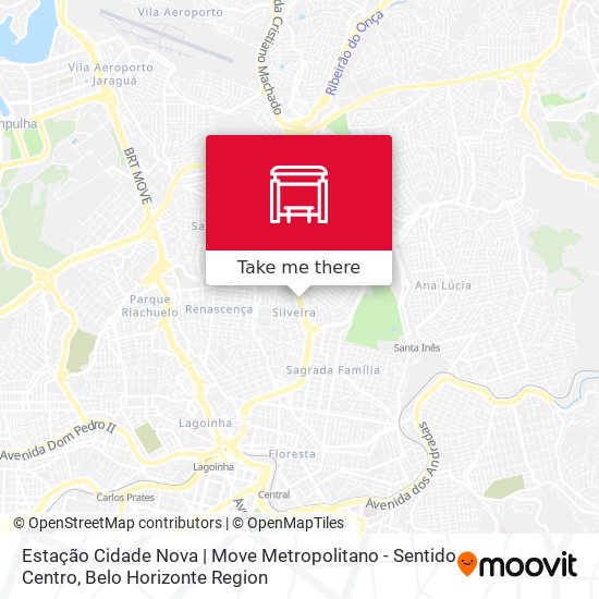 Mapa Estação Cidade Nova | Move Metropolitano - Sentido Centro