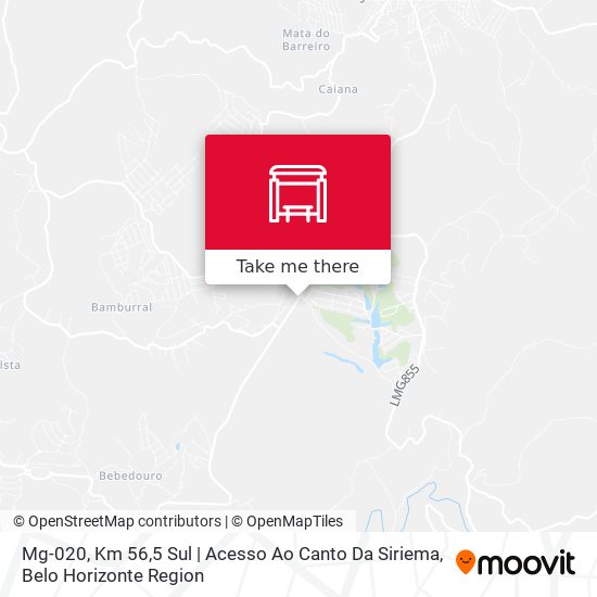 Mapa Mg-020, Km 56,5 Sul | Acesso Ao Canto Da Siriema