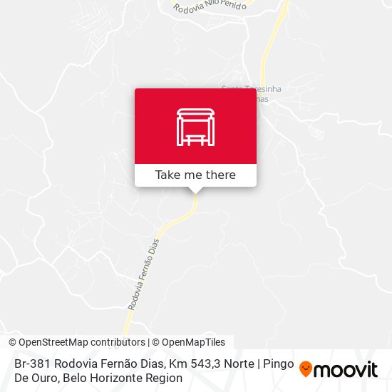 Mapa Br-381 Rodovia Fernão Dias, Km 543,3 Norte | Pingo De Ouro