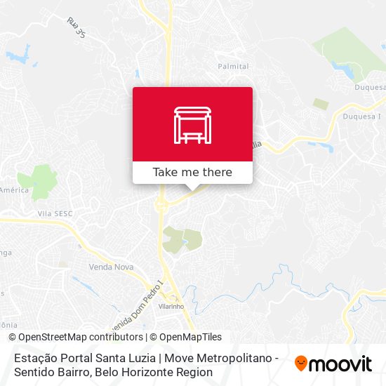 Mapa Estação Portal Santa Luzia | Move Metropolitano - Sentido Bairro