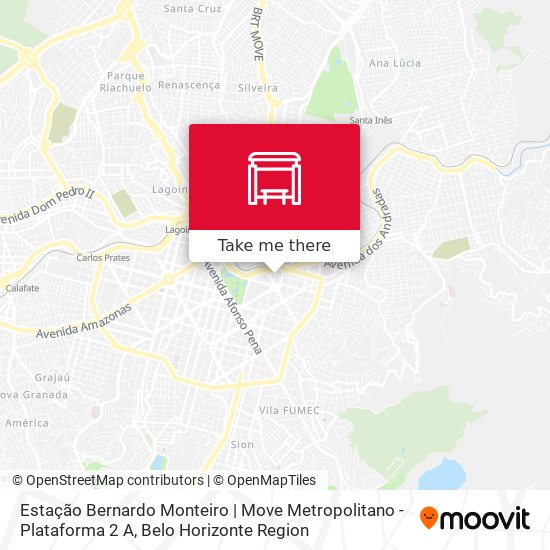 Mapa Estação Bernardo Monteiro | Move Metropolitano - Plataforma 2 A