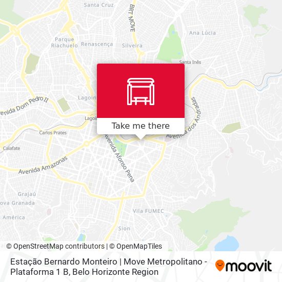 Mapa Estação Bernardo Monteiro | Move Metropolitano - Plataforma 1 B