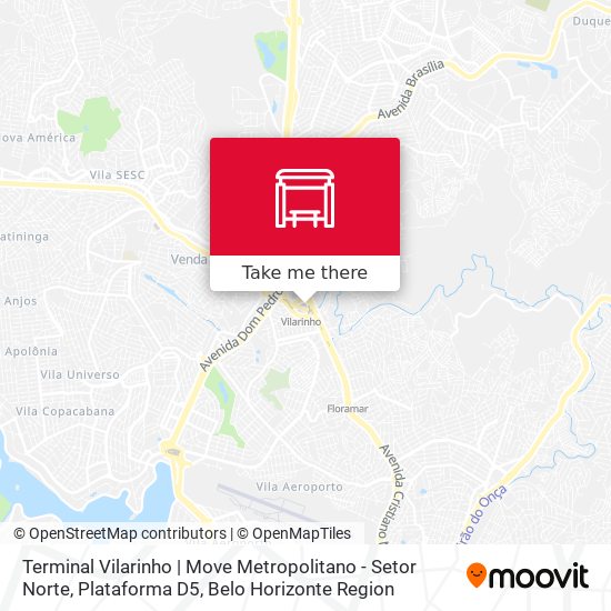 Terminal Vilarinho | Move Metropolitano - Setor Norte, Plataforma D5 map
