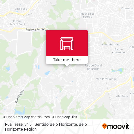 Rua Treze, 315 | Sentido Belo Horizonte map