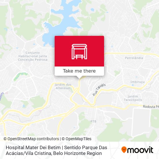 Hospital Mater Dei Betim | Sentido Parque Das Acácias / Vila Cristina map