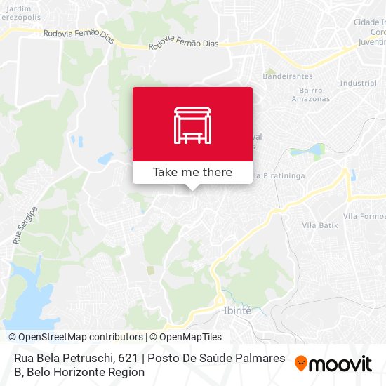 Mapa Rua Bela Petruschi, 621 | Posto De Saúde Palmares B