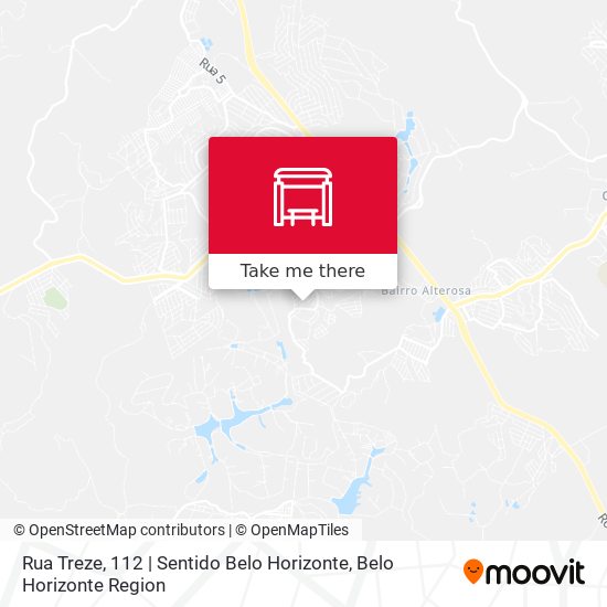 Mapa Rua Treze, 112 | Sentido Belo Horizonte