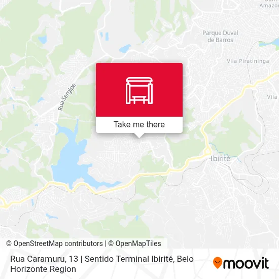 Rua Caramuru, 13 | Sentido Terminal Ibirité map
