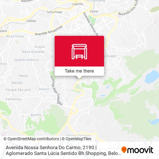 Mapa Avenida Nossa Senhora Do Carmo, 2190 | Aglomerado Santa Lúcia Sentido Bh Shopping