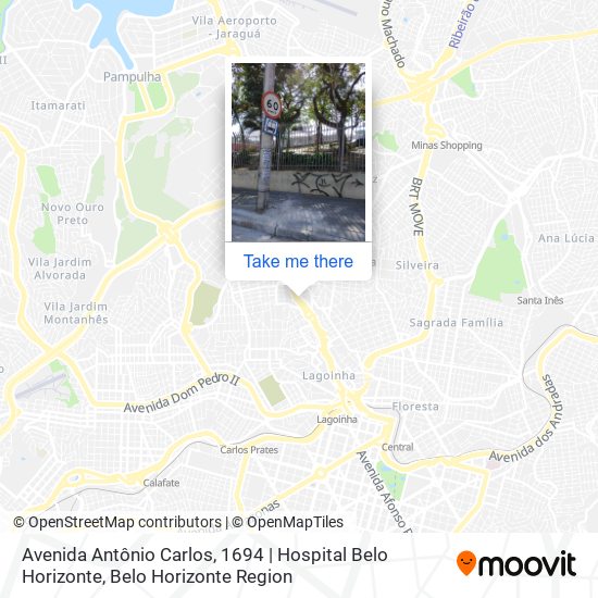 Mapa Avenida Antônio Carlos, 1694 | Hospital Belo Horizonte
