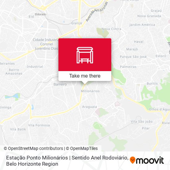 Mapa Estação Ponto Milionários | Sentido Anel Rodoviário