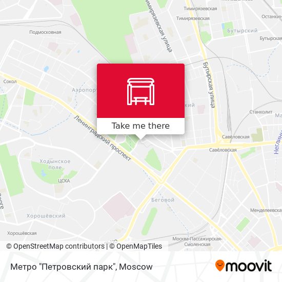 Метро "Петровский парк" map