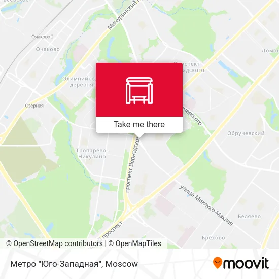Метро "Юго-Западная" map