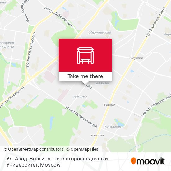 Ул. Акад. Волгина - Геологоразведочный Университет map