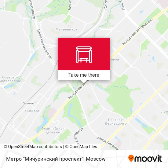 Метро "Мичуринский проспект" map