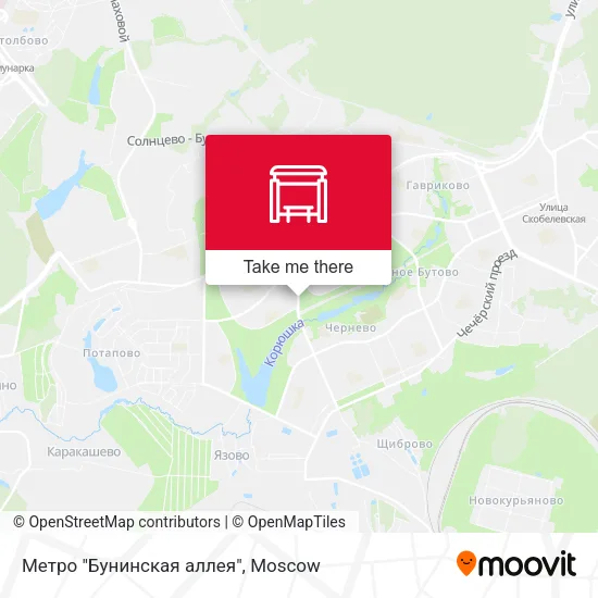 Метро "Бунинская аллея" map