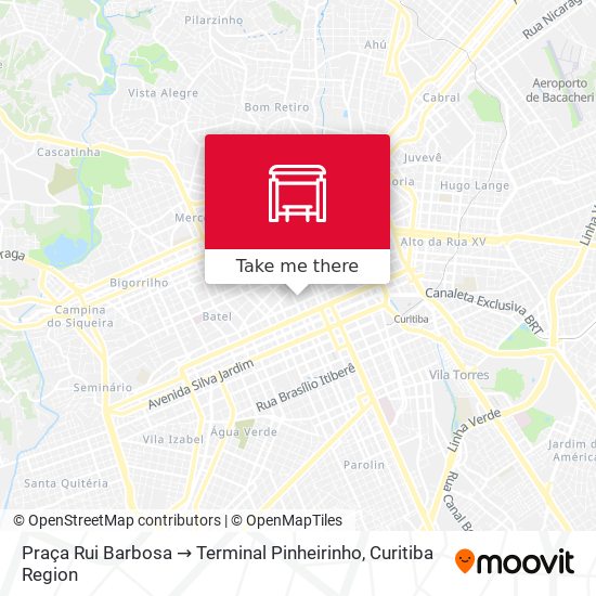 Mapa Praça Rui Barbosa → Terminal Pinheirinho