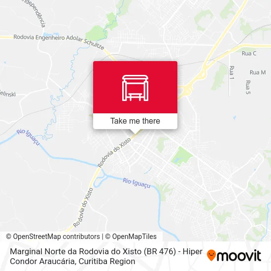 Marginal Norte da Rodovia do Xisto (BR 476) - Hiper Condor Araucária map