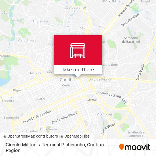 Círculo Militar → Terminal Pinheirinho map