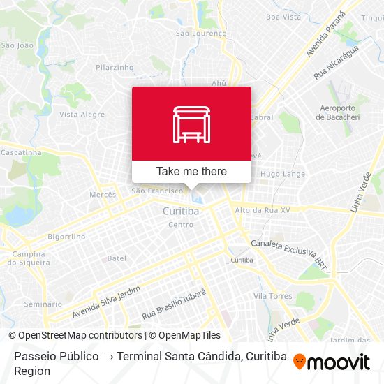Mapa Passeio Público → Terminal Santa Cândida
