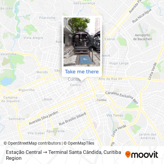 Mapa Estação Central → Terminal Santa Cândida