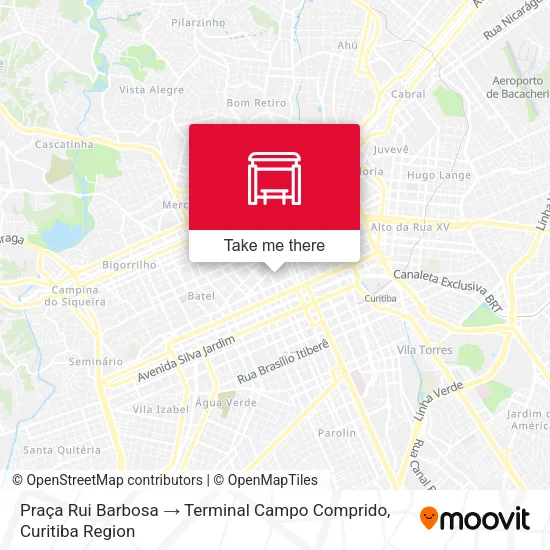 Praça Rui Barbosa → Terminal Campo Comprido map