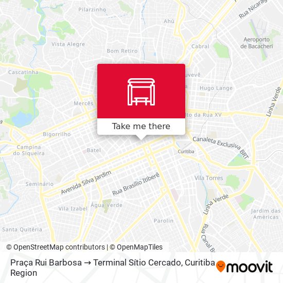 Mapa Praça Rui Barbosa → Terminal Sítio Cercado