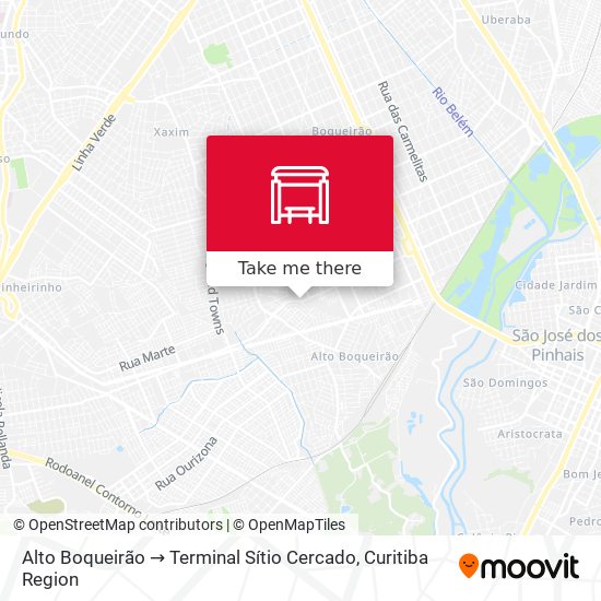 Alto Boqueirão → Terminal Sítio Cercado map