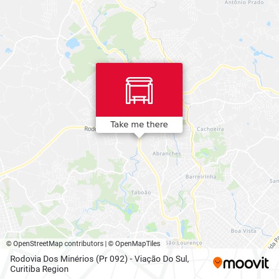 Rodovia Dos Minérios (Pr 092) - Viação Do Sul map