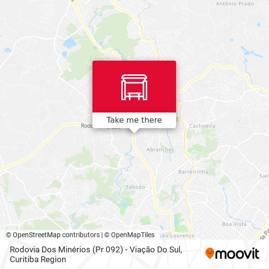 Rodovia Dos Minérios (Pr 092) - Viação Do Sul map