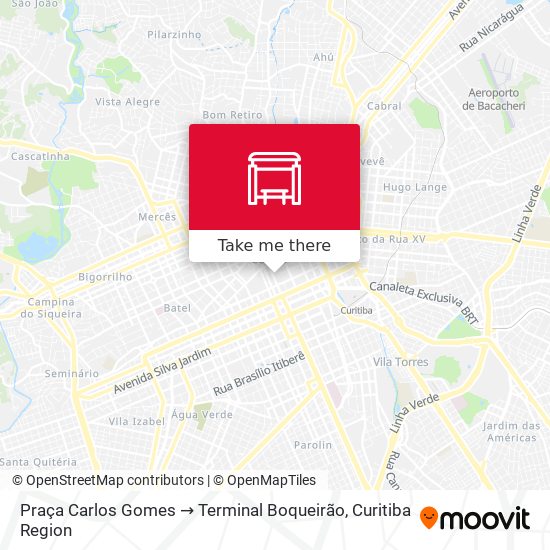 Praça Carlos Gomes → Terminal Boqueirão map