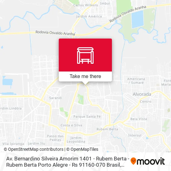 Av. Bernardino Silveira Amorim 1401 - Rubem Berta - Rubem Berta Porto Alegre - Rs 91160-070 Brasil map
