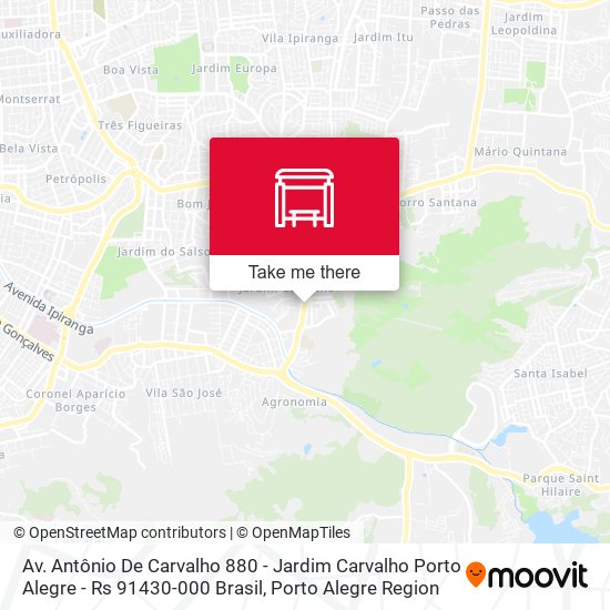 Av. Antônio De Carvalho 880 - Jardim Carvalho Porto Alegre - Rs 91430-000 Brasil map