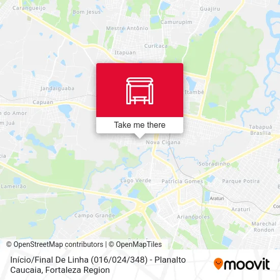 Início / Final De Linha (016 / 024 / 348) - Planalto Caucaia map