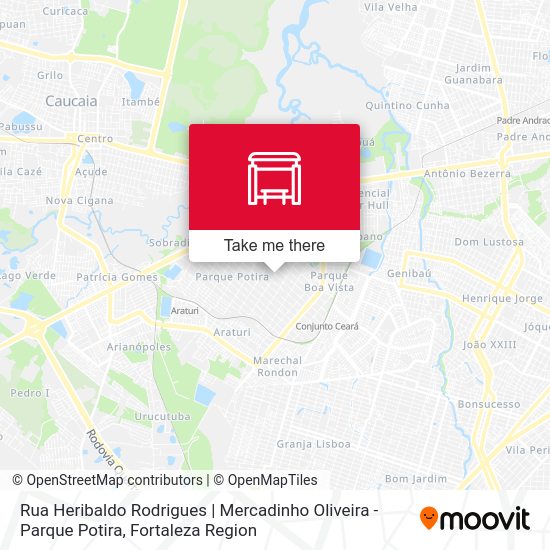 Rua Heribaldo Rodrigues | Mercadinho Oliveira - Parque Potira map