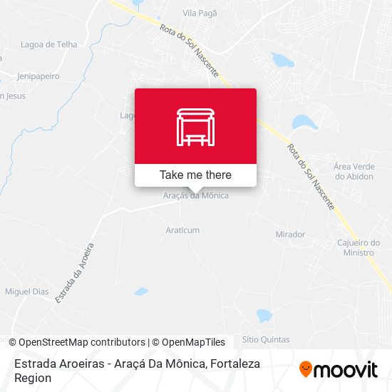 Estrada Aroeiras - Araçá Da Mônica map