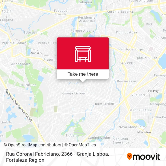 Rua Coronel Fabriciano, 2366 - Granja Lisboa map