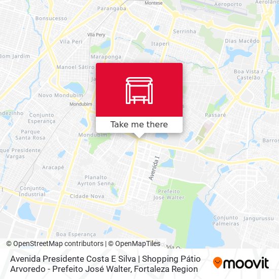 Mapa Avenida Presidente Costa E Silva | Shopping Pátio Arvoredo - Prefeito José Walter